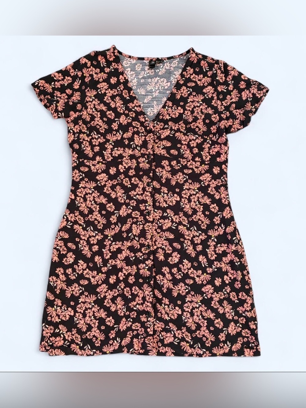 Volcom floral punk grunge mini dress Like new Buttons V neck Cute comfy casual
